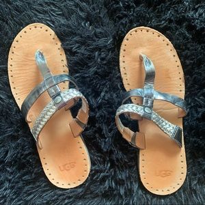 Ugg Sandals, Silver and Metallic Grey, Size 8